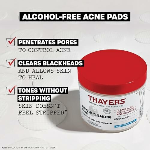 Thayers alcohol-free acne pads with benefits: penetrates pores, clears blackheads, tones skin.