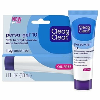 Clean & Clear Persa-Gel 10 acne treatment packaging and tube.