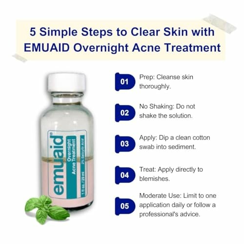 5 simple steps to clear skin with Emuaid overnight acne treatment.