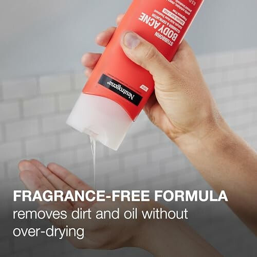 Neutrogena body wash being poured into hand.