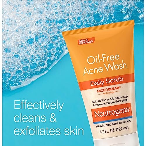 Neutrogena Oil-Free Acne Wash Daily Scrub with bubbles.