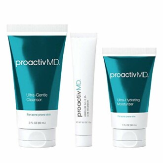 Proactiv MD skincare set with cleanser, gel, and moisturizer.