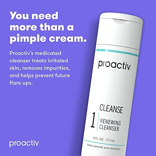 Ad for Proactiv Renewing Cleanser with product image and text about benefits.