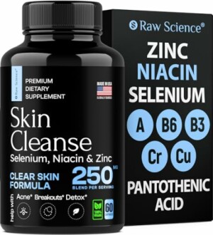 Skin Cleanse supplement with selenium, niacin, and zinc for clear skin.